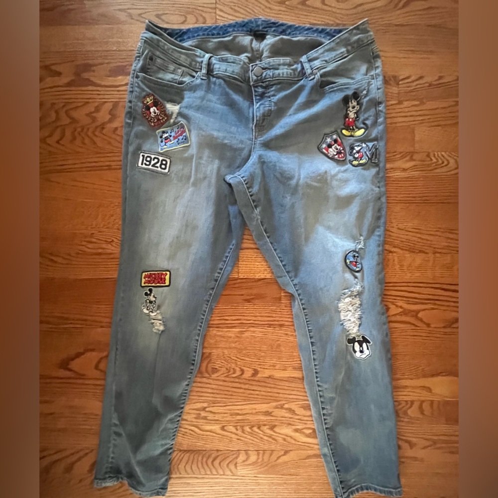 Mickey Mouse Patch Distressed Jeans - image 8